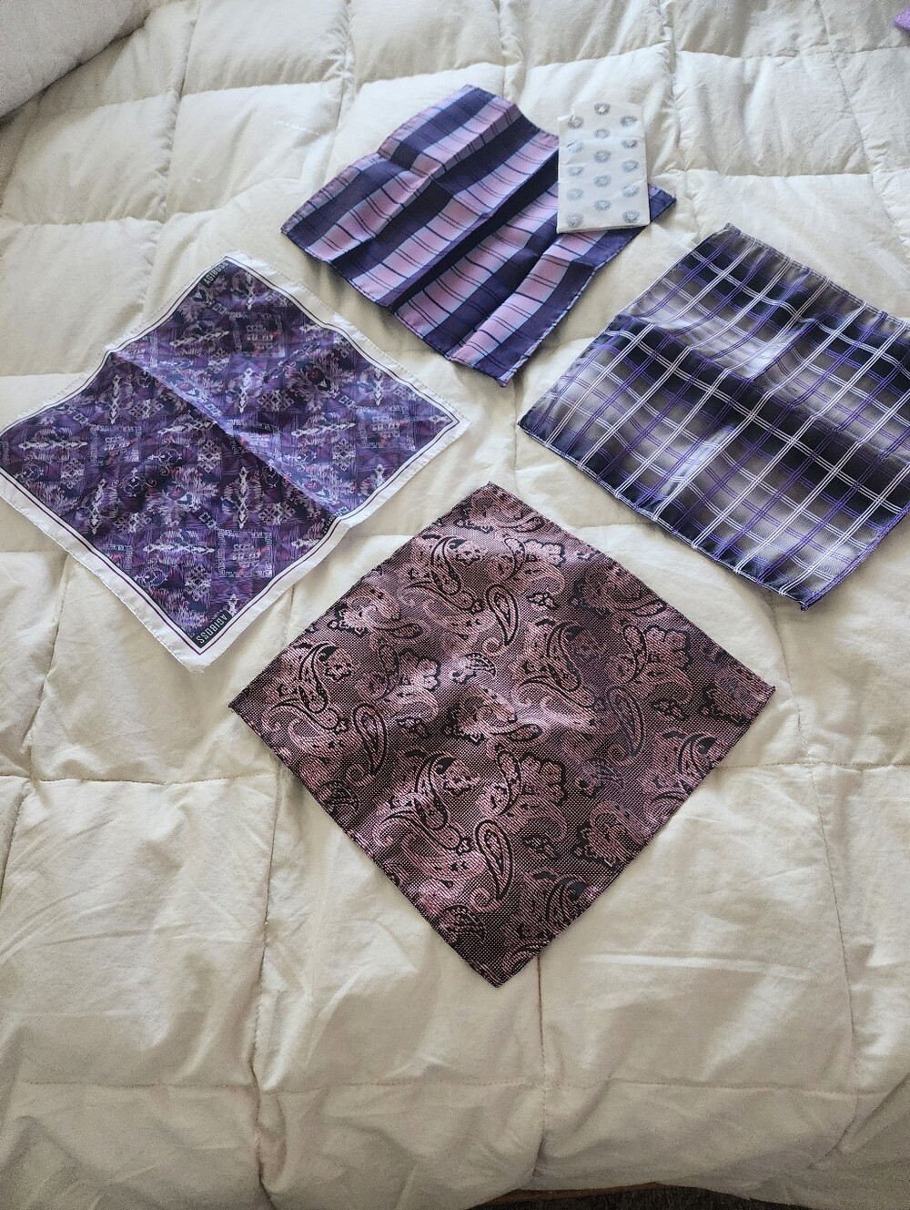 Mens Purple Paisley Satin Bandana / Pocket Square